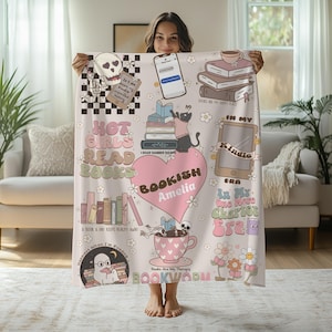 Personalized Book lover gifts, Custom name blanket, Gift for book lover, Bookworm gifts, Kindle Girlie gift, Gift for her, Bookish Blanket