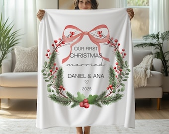 Christmas Blanket personalized, Custom Christmas Blanket, Just Married Gift, First christmas Married, Christmas Couple Gifts, Blanket Gift