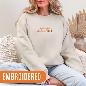 Gestickte Herbst Sweatshirts, Geschenk für Frauen, Erntedank Kleidung, Herbst besticktes Sweatshirt, Gemütliches Saison Sweatshirt