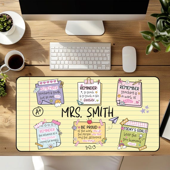 Personalized Teacher Desk Mat, Classroom Decor, Custom Mouse Pad For Teachers, Teacher Appreciation Gift, Back To School, Office Desk Pads