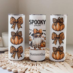 Custom Halloween Tumbler, Personalized Halloween Gifts, Water bottle, Halloween Cups, Gift for her Her, Coquette tumbler, Ghost Tumbler