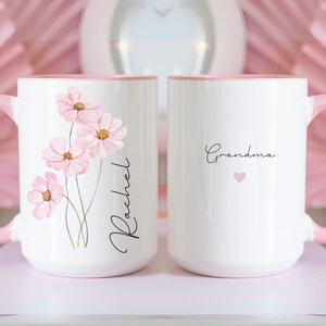 Personalisiertes Geschenk für Oma, Blumenkaffeetasse, individuelle Tasse für Mütter, Geschenk für Mama Oma, individuelle Namenstasse, Geburtstagsgeschenk für sie