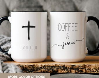 Christian Coffee Mug, Bible book Mug Gift For Her, Coffee And Jesus Cup, Religious Morning Gift, Christian Gift, Gift for Coffee Lovers