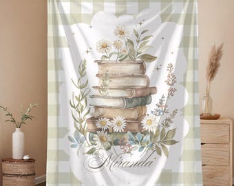 Book lover gift Personalized Blanket Gift for readers Custom name blanket Book lover blanket Bookworm Gift Librarian