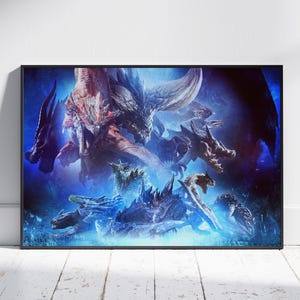 Monster Hunter World Poster | Hunter Wall Art | Gaming Room Decor | Canvas Print