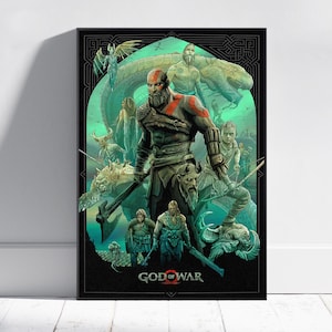 God of War Poster, Kratos & Atreus Wall Art, Video Game Poster, Gaming Room Decor, Canvas Print #4