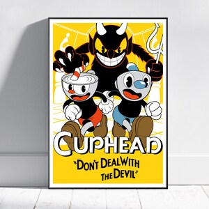 Cuphead Poster, Mugman Wall Art, Video Game Poster, Gaming Room Decor, Canvas Print #2