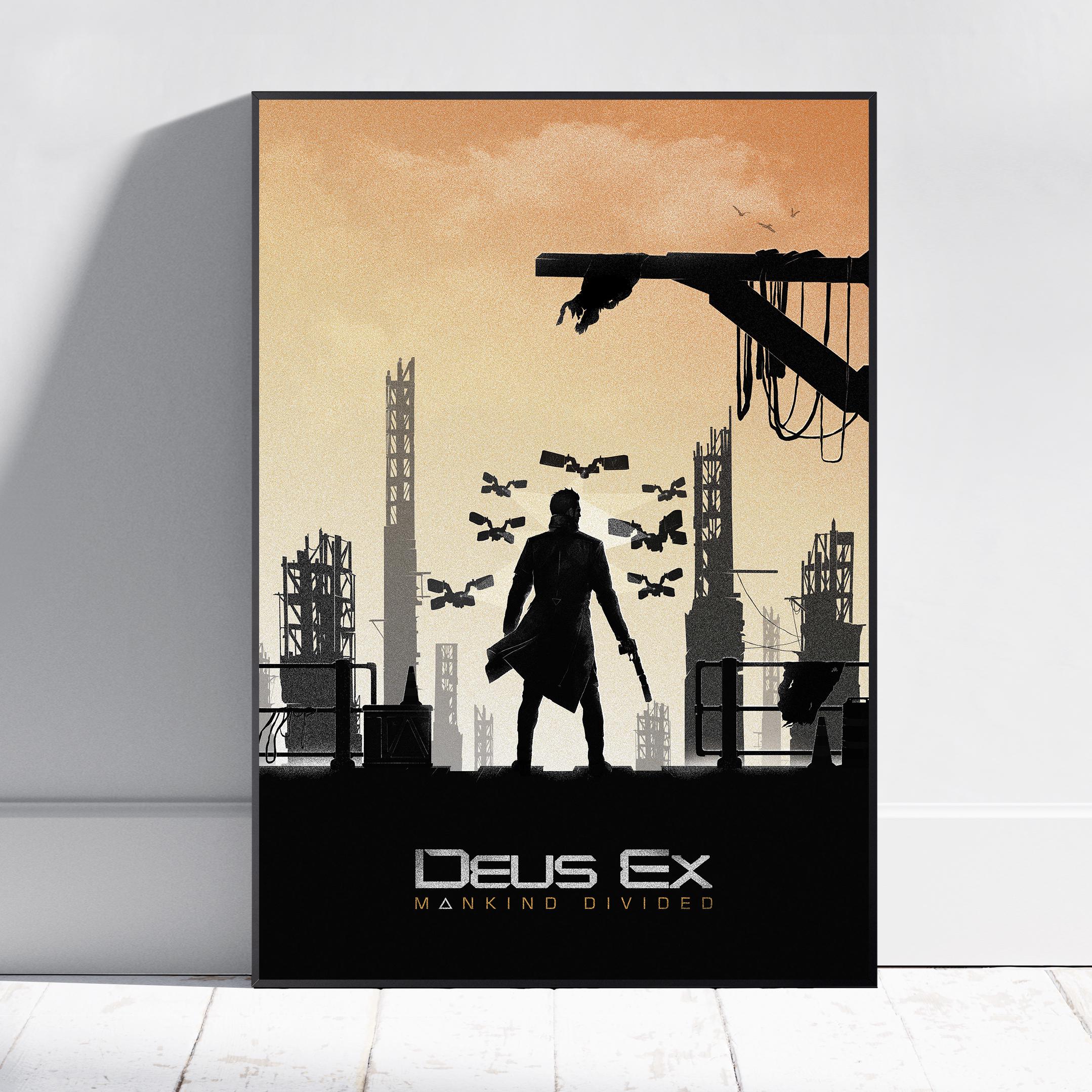 Deus Ex Poster | JC Denton Wall Art | Gaming Room Decor | Canvas