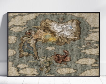 Elden Ring Map Poster | The Lands Between Wall Art | Gaming Room Decor | Canvas Print
