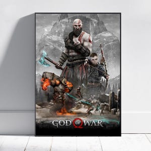 God of War Poster, Kratos & Atreus Wall Art, Video Game Poster, Gaming Room Decor, Canvas Print #2