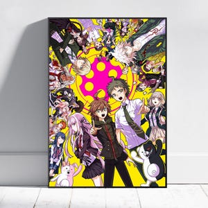Affiche Danganronpa, oeuvre d&#39;art murale Monokuma, affiche de jeu vidéo, décoration de salle de jeux, impression sur toile