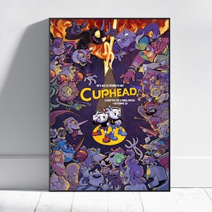 Cuphead Poster, Mugman Wall Art, Video Game Poster, Gaming Room Decor, Canvas Print