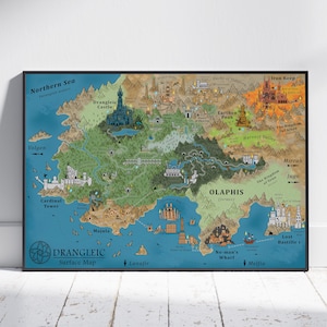 Dark Souls Map Poster, Drangleic Wall Art, Video Game Poster, Gaming Room Decor, Canvas Print