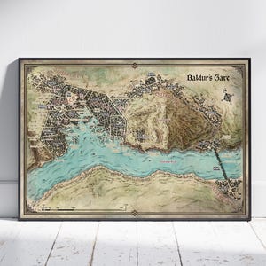 Baldur&#39;s Gate 3 Map Poster | Faerûn Wall Art | Gaming Room Decor | Canvas Print