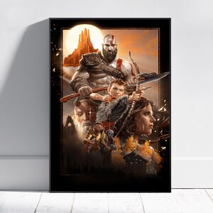 God of War Poster, Kratos & Atreus Wall Art, Video Game Poster, Gaming Room Decor, Canvas Print