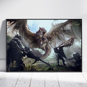 Monster Hunter World Poster | Hunter Wall Art | Gaming Room Decor | Canvas Print #3