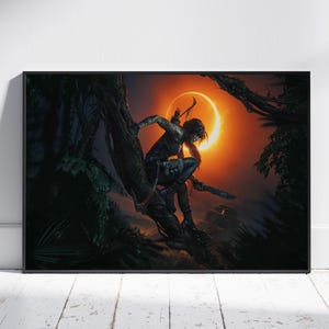 Tomb Raider Poster, Lara Croft Wall Art, Video Game Poster, Gaming Room Decor, Canvas Print #4