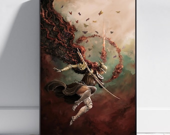 Elden Ring Poster | Malenia Wall Art | Gaming Room Decor | Canvas Print