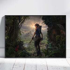 Tomb Raider Poster, Lara Croft Wall Art, Video Game Poster, Gaming Room Decor, Canvas Print #5
