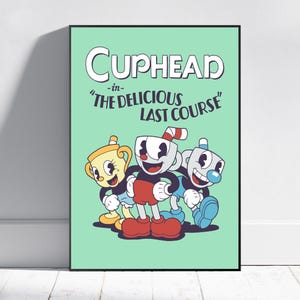 Cuphead Poster, Mugman Wall Art, Video Game Poster, Gaming Room Decor, Canvas Print #2