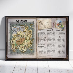 ARK Survival Evolved Map Poster, The Island Wandkunst, Spielposter, Wohnkultur, gerollte Leinwand