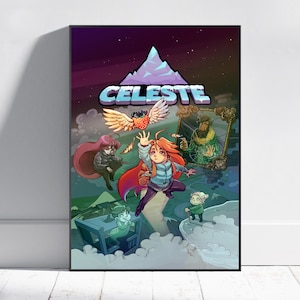 Celeste Poster, Madeline Wall Art, Video Game Poster, Gaming Room Decor, Canvas Print