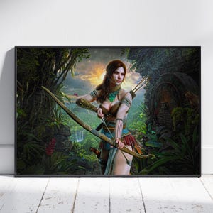Tomb Raider Poster, Lara Croft Wall Art, Video Game Poster, Gaming Room Decor, Canvas Print #2
