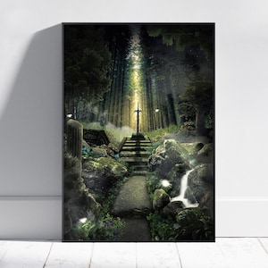 Poster The Legend of Zelda, oeuvre d'art murale Breath of the Wild, poster de jeu, décoration d'intérieur, toile roulée n° 4