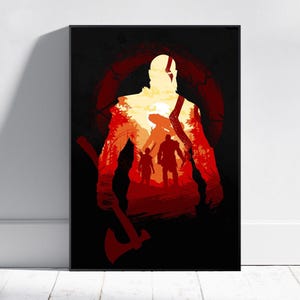God of War Poster, Kratos & Atreus Wall Art, Video Game Poster, Gaming Room Decor, Canvas Print #5