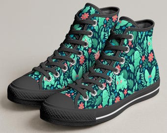 Bulbasaur Oddish High Top Canvas Shoes, Cute Floral Garden Kawaii Handmade Sneakers, Bulbasaur Shoes Gifts