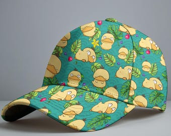 Gorra de béisbol de Psyduck, adorable gorra ajustable de verano con diseño tropical de Psyduck, divertida gorra de regalo de Psyduck