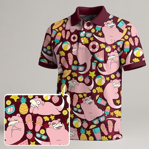 Slowpoke Polo Shirt, Kawaii Funny Shirt for Men and Women, Cute Trendy Polo, Vintage Summer Shirt, Slowpoke Shirt Gift