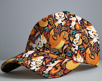 Charmander Baseball Cap, Fire Lizard Cute Hat, Anime Streetwear Accessory, Funny Summer Outfit, Charmander Hat Gift