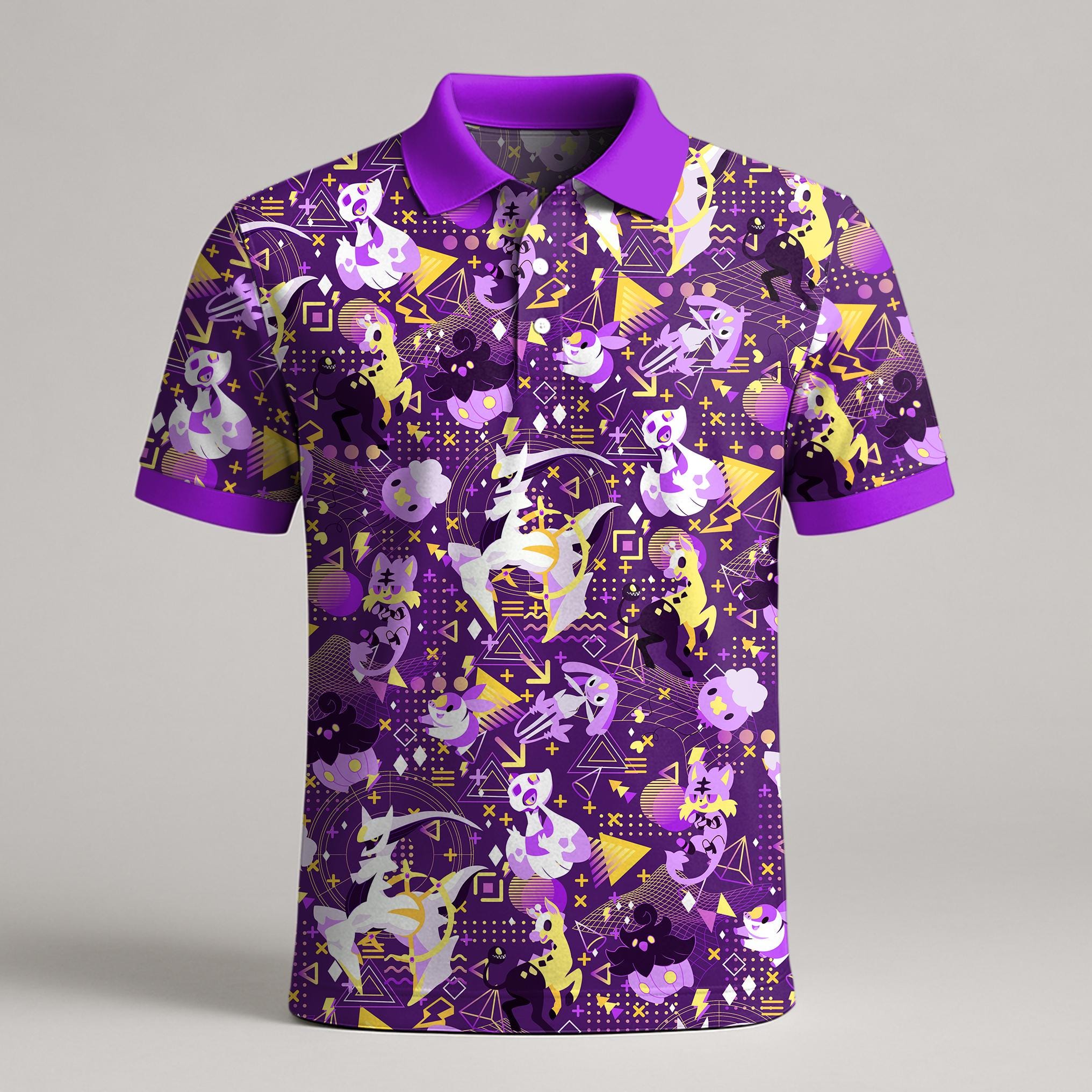 Discover Arceus and Froslass Polo Shirt, Kawaii Summer Polo Shirt Pattern, Funny Mens Polo Gift, Cute Vintage Shirt, Arceus Shirt Gift