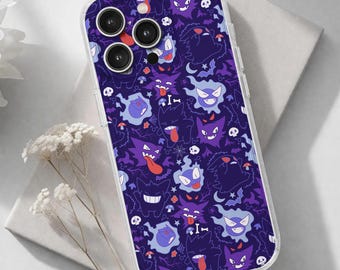 Gengar Phone Case Cute Spooky Pattern Dark Aesthetic Cover for iPhone Samsung Pixel Durable Protective Case Gengar Accessory Gifts