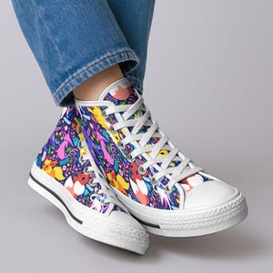 Umbreon Eevee Höga Tygskor, Söta Eevee Evolutions Mönster Sneakers, Tygskor I Anime-stil, Unisex Casual, Umbreon Skor Presenter bild 6