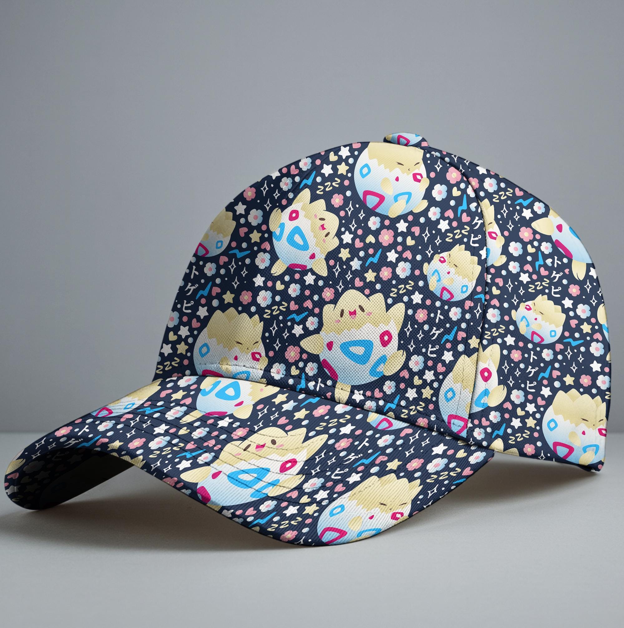 Discover Togepi Baseball Cap, Cute Egg Character Pattern, Kawaii Star Flower Print, Anime Summer Hat, Togepi Hat Gift