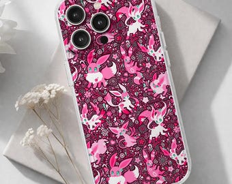 Custodia per telefono Umbreon Eevee, graziosa cover floreale Kawaii Fantasy Estetica per iPhone Samsung Pixel, custodia protettiva resistente Umbreon Gifts