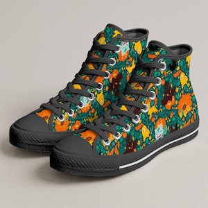 Zapatillas de lona Bulbasaur Leafeon Lindas zapatillas de Halloween con calabaza Kawaii de caña alta Zapatillas unisex de anime para otoño Zapatillas de lona Bulbasaur Regalos
