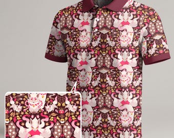 Camisa Polo Zoroark Zorua, Camisa Polo Fofa e Kawaii com Estampa de Raposa Fantástica, Camisa Divertida de Verão, Camisa Hisuian Zoroark, Presentes