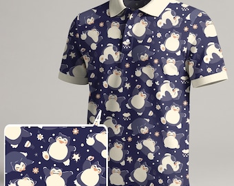 Snorlax Poloshirt, süßes Kawaii Snorlax Polotop, lustiges Sommer Herren Poloshirt, trendiges Grafik Snorlax Shirt Geschenk für Ihn Sie