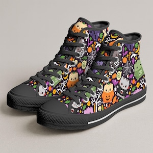 Togepi Halloween Canvas Shoes Cute Egg Spooky Pattern Sneakers Anime Style Canvas Shoes Unisex Casual Footwear Togepi Shoes Gifts