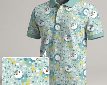 Piplup Polo Shirt, Cute Kawaii Penguin Summer Shirt, Funny Vintage Style Polo for Men Women, Trendy Piplup Gift Outfit, Piplup Shirt Gifts