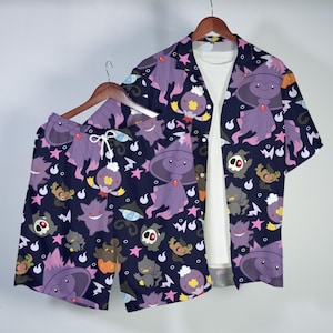 gengar dress shirt Men's Pokemon Comic Book Gengar T-Shirt - Purple