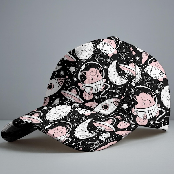 Clefairy basebollkeps, Clefairy astronaut rymdgrafikhatt, rolig anime sommarbasebollkeps, justerbar vintagekeps, Clefairy presentkeps