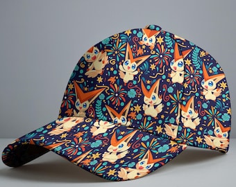 Victini Baseball Cap, Cute Mythical Character Anime Pattern Hat, Kawaii Victory Creature Summer Cap, Victini Hat Gifts