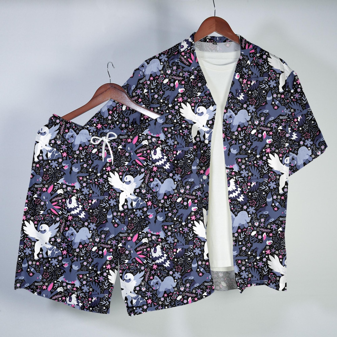 Umbreon Absol Hawaiian Shirt Tropical Button up Shirt Summer Beach ...