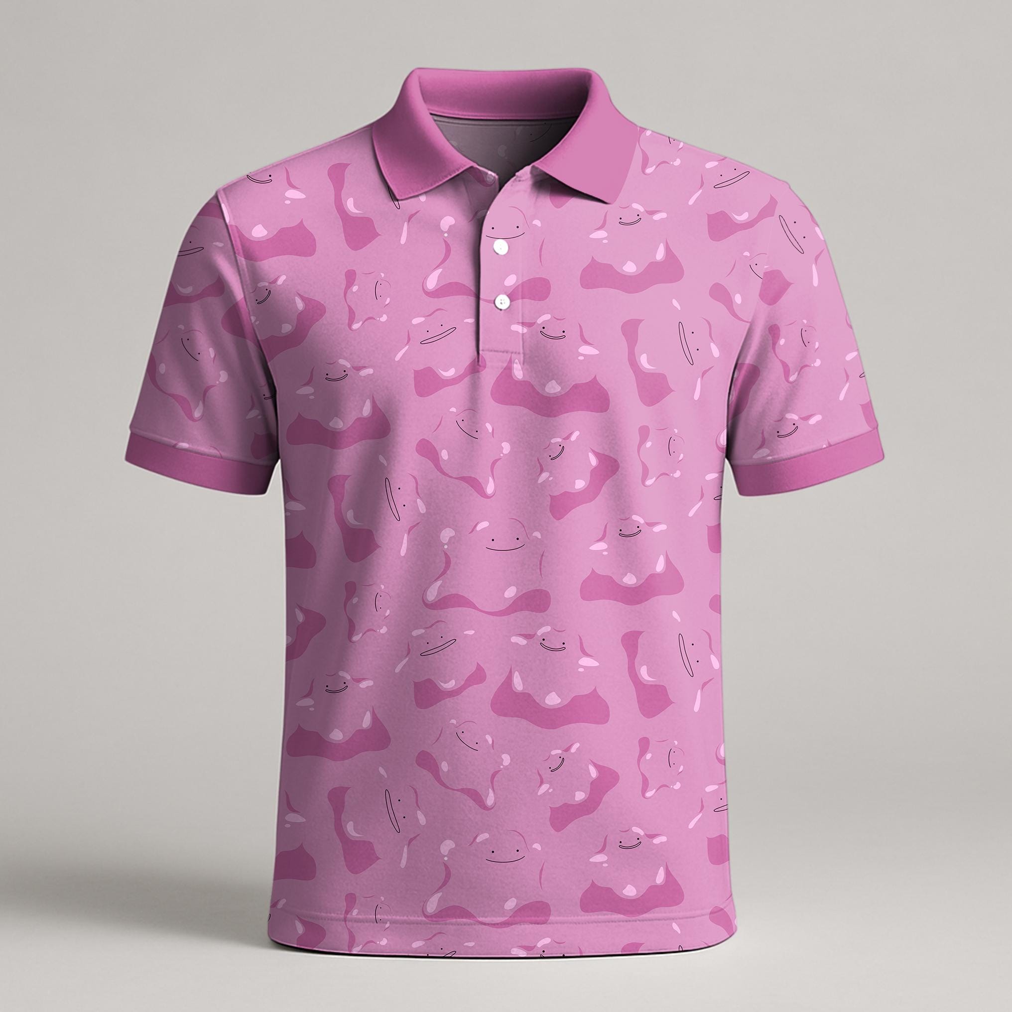 Discover Ditto Polo Shirt, Shiny Ditto Pattern Polo, Cute Kawaii Summer Shirt, Funny Polo Gift, Ditto Shirt Gifts