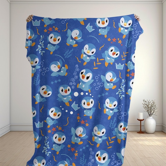Piplup Fleece Blanket Cute Penguin Cozy Throw Blanket Funny Family Baby Blanket Christmas Home Decor Piplup Blanket Gifts