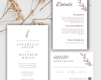 Simple Wedding Invitation, Wedding Invitation Bundle, Wedding Invitation Template, Wedding Invite Bundle Template, Minimalist Wedding Bundle